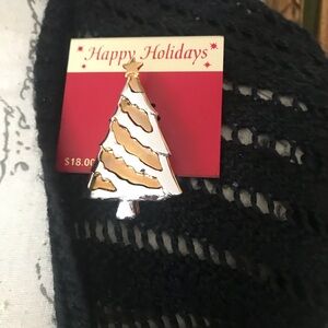 Rare Happy Holidays Snowman & Tree Brooch Pins NWT